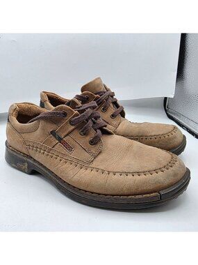 Ecco Fusion II Mens Size 42 Leather Casual Shoes Brown Moc Toe Walking